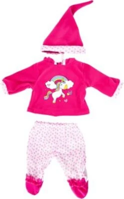 BAYER Kleider Für Puppen 33-38 Cm: 3-tlg. Set - Hose, Oberteil, Mütze, Pink/weiß