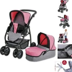 KNORRTOYS.COM Kombi-Puppenwagen Coco - Jeans Grey