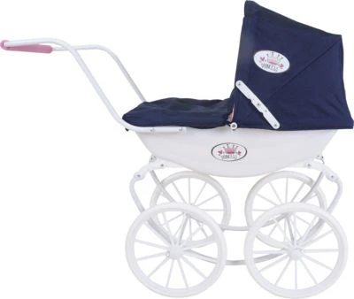 KNORRTOYS.COM Puppenwagen Classic Pram - Navy Blue/rose/princess – Bild 2