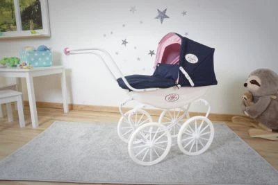 KNORRTOYS.COM Puppenwagen Classic Pram - Navy Blue/rose/princess – Bild 3