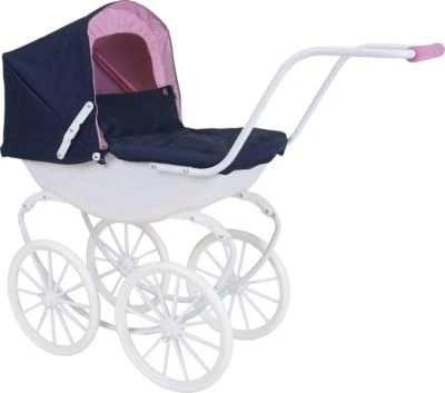 KNORRTOYS.COM Puppenwagen Classic Pram - Navy Blue/rose/princess – Bild 4