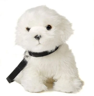 UNI-TOYS® Malteser Hund Mit Leine, Sitzend - 26 Cm (Länge) - Plüsch-Hund, Plüschtier Kuscheltiere