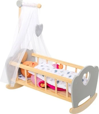 MyToys ORIGINALS Holz Puppenwiege, Grau Mit BettwĂ€sche â Bild 3