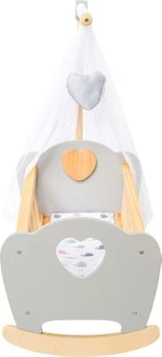 MyToys ORIGINALS Holz Puppenwiege, Grau Mit BettwĂ€sche â Bild 4