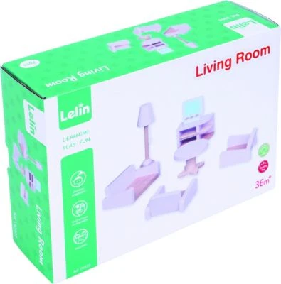 Lelin Holzspielzeug Puppenhausmöbel Wohnzimmer Puppenhausmöbel Wohnzimmer – Bild 2