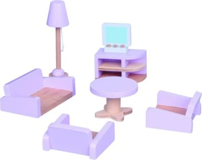 Lelin Holzspielzeug Puppenhausmöbel 21 Tlg – Bild 2