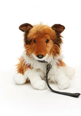 UNI-TOYS® Langhaarcollie Mit Leine, Sitzend - Gesicht Braun - 27 Cm (Höhe) - Plüsch-Hund, Collie - Plüschtier Kuscheltiere – Bild 3