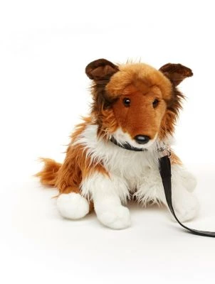 UNI-TOYS® Langhaarcollie Mit Leine, Sitzend - Gesicht Braun - 27 Cm (Höhe) - Plüsch-Hund, Collie - Plüschtier Kuscheltiere – Bild 4
