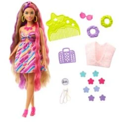 Barbie Totally Hair Puppe (blond/pinke Haare) Inkl. Styling-Zubehör