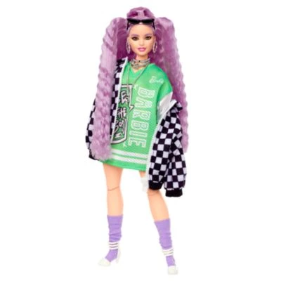 Barbie Extra Puppe In Schwarz-weißer Rennwagejacke Mit Lila Haaren – Bild 2