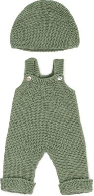 Miniland Kleiderset Strick, 38 Cm, Latzhose & Mütze