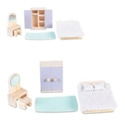MONI Holz-Puppenmöbel Schlafzimmer 4012 Puppenmöbel