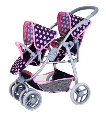 KNORR Toys Zwillingspuppenwagen Milo - "Pink Hearts" – Bild 2