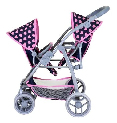 KNORR Toys Zwillingspuppenwagen Milo - "Pink Hearts" – Bild 6