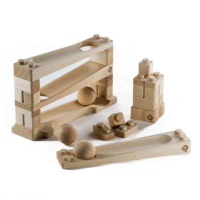 Baumkinder Kugelbahn Holz Ab 1 Jahr Und Stapelturm In Einem Holzspielzeug Vereint - Mini ( 32 Teile) – Bild 3