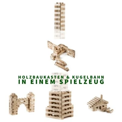 Baumkinder Kugelbahn Holz "K4-Expert" Mit Stecksystem (310 Teile) - Eine Murmelbahn Die Standhält! – Bild 5