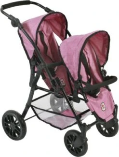 CHIC 2000 Tandem-Buggy Puppenzwillingswagen TWINNY, Jeans Pink